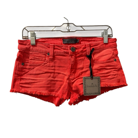 Franky B. NWT Low Rise Red/Pink Denim Jean Shorts Size 27 Cutoff Casual Summer - Picture 2 of 8